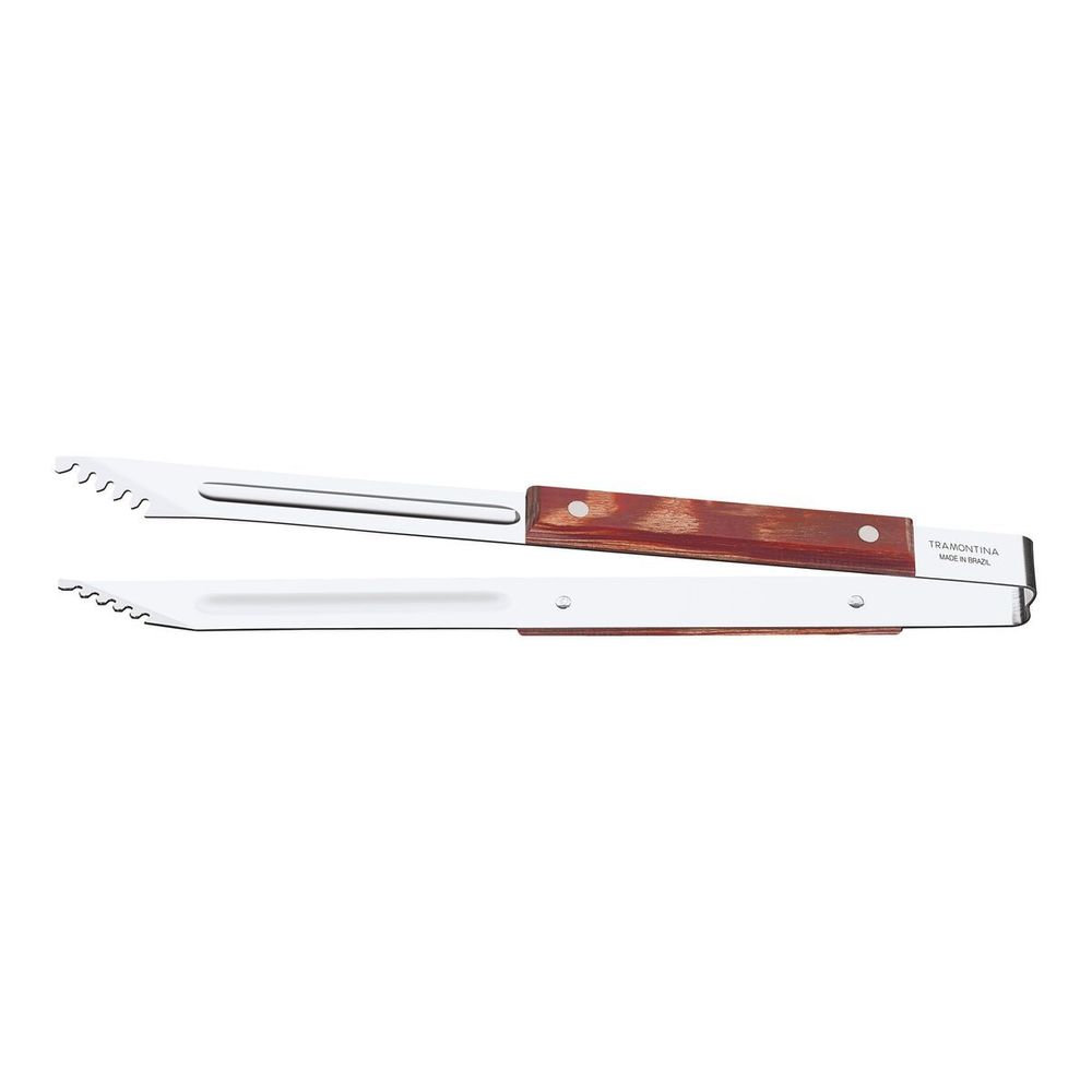Pinza para Carne Tramontina Churrasco con Lámina de Acero Inoxidable y Mango de Madera Tratada Polywood Rojo