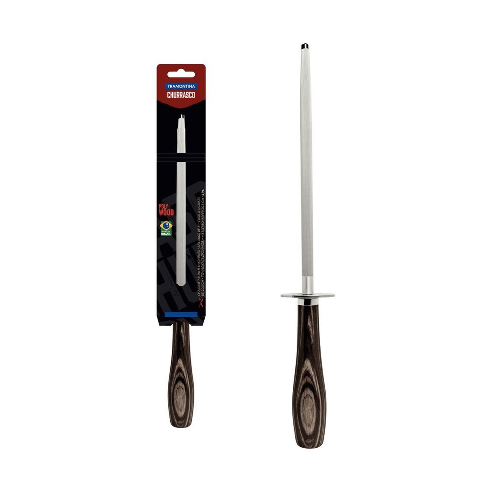 Chaira Tramontina de Acero al Carbono Cromado y Mango Castaño Polywood