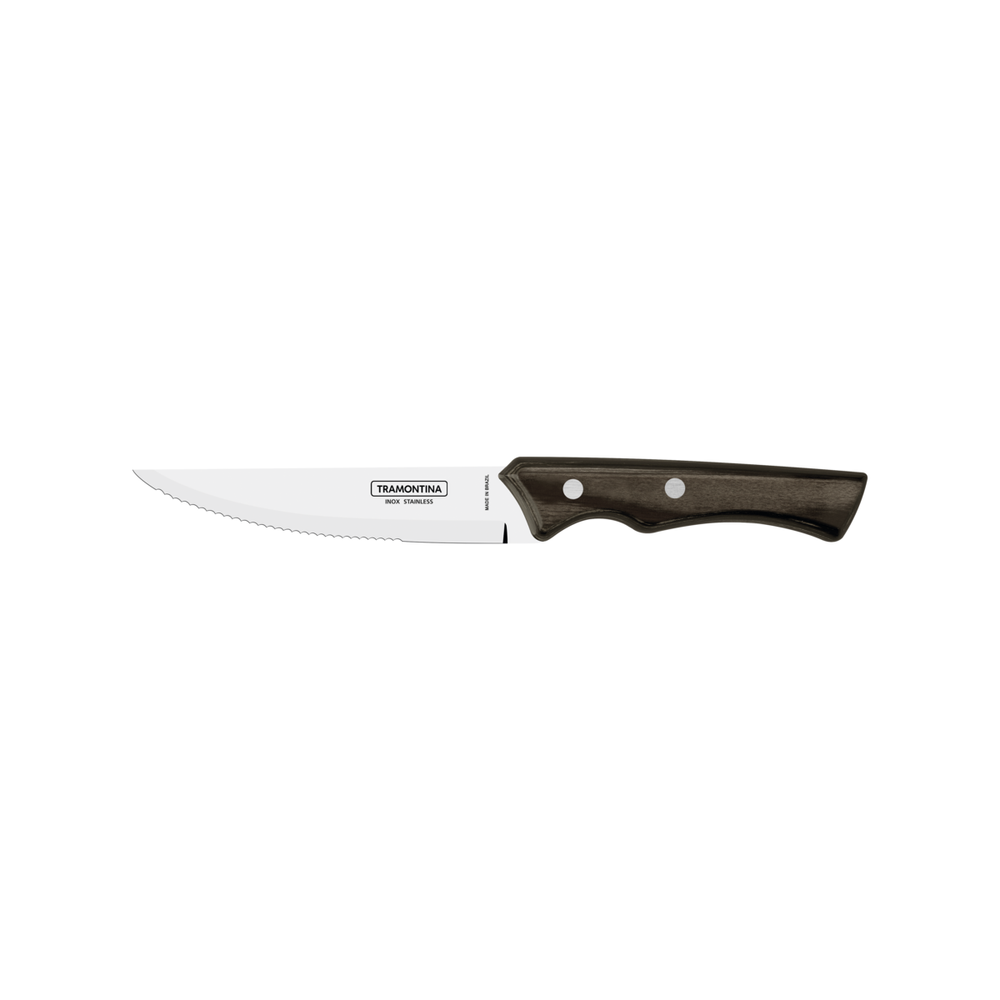 Tramontina 5" Jumbo Steak Knife with Stainless Steel Blade and Treated Brown Polywood Handle
