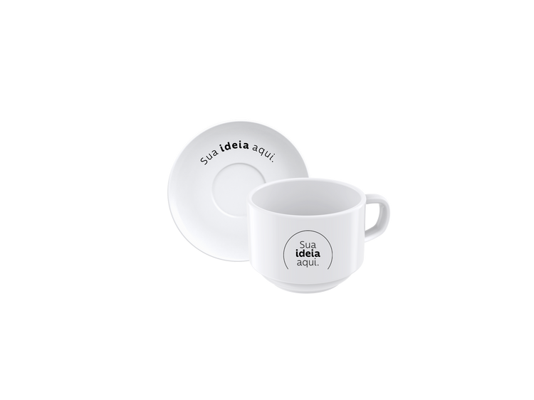 Kit Xícara e Pires de Chá em Porcelana