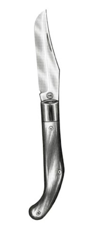 Foto em preto e branco do canivete Tramontina.