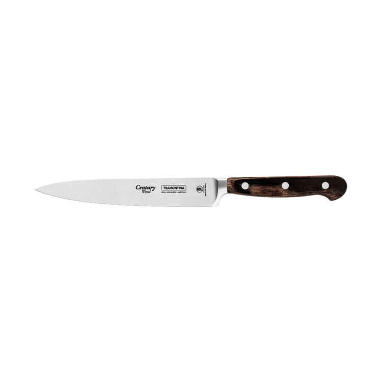 Tramontina Century Wood Utility Knife with Stainless-Steel Blade and Brown Treated-Wood Handle 6"