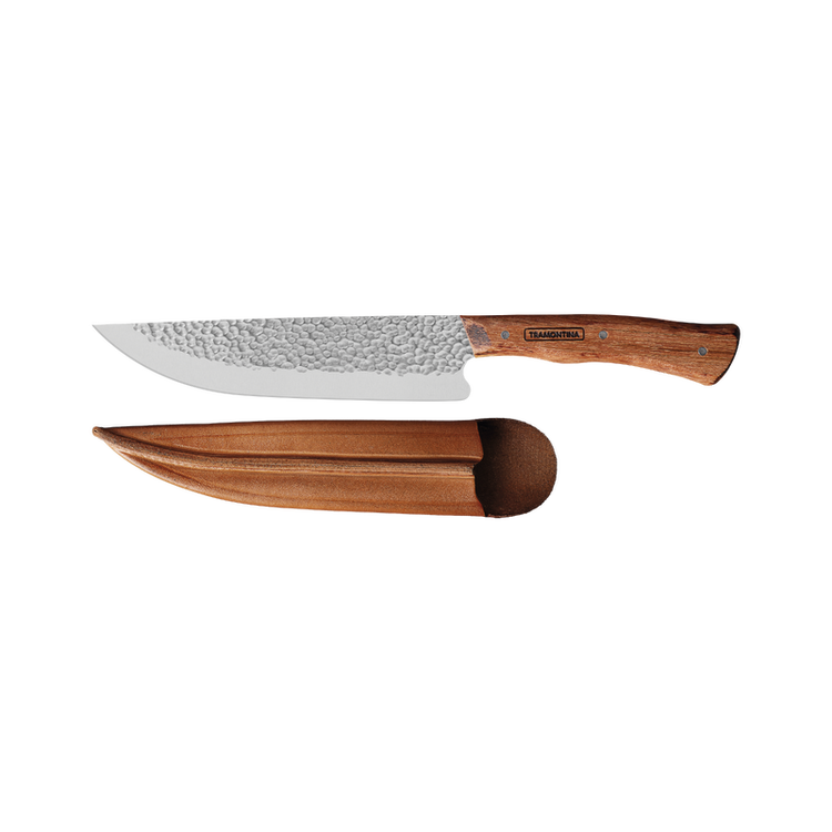 Tramontina Nômade 8" Meat Knife with Stainless-Steel Blade, Wood Handle and Leather Sheath