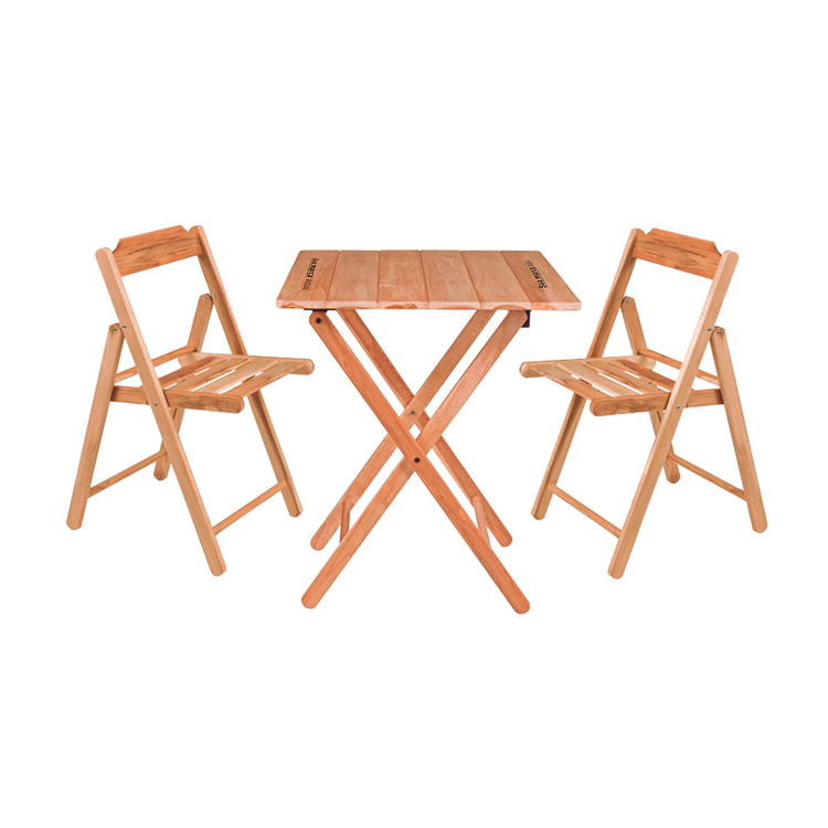 FSC Conjunto de Cadeiras e Mesa de Madeira Tramontina Beer Dobrável em Madeira Teca Natural 3 Peças