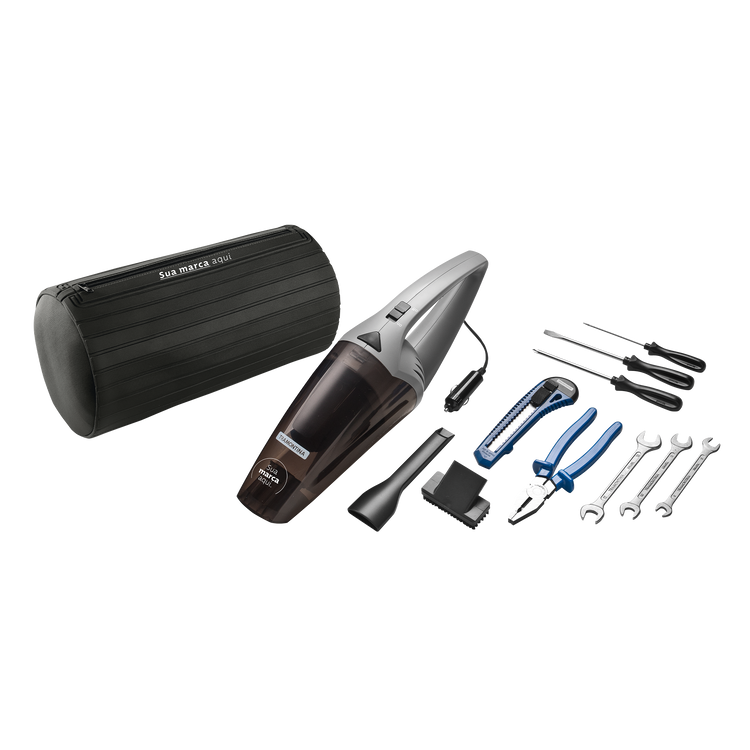 Kit de ferramentas p/ carro com aspirador portátil 9 pçs
