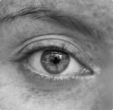 Foto em preto e branco de um olho.