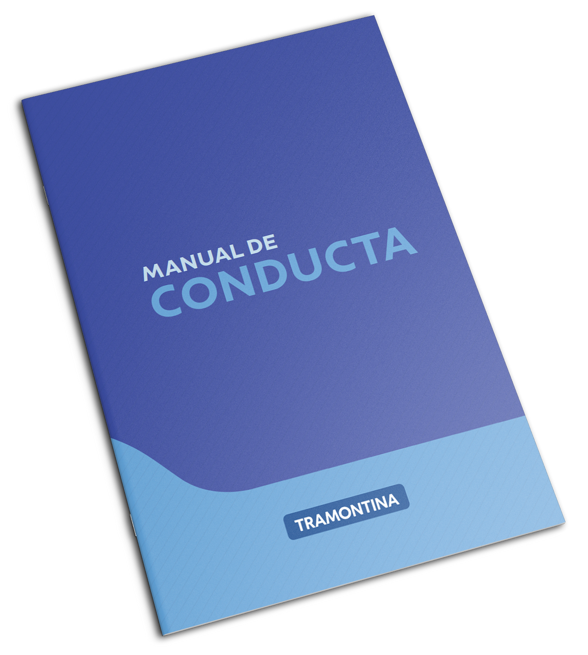 Manual en tonos de azul escrito “Manual de conducta”. 