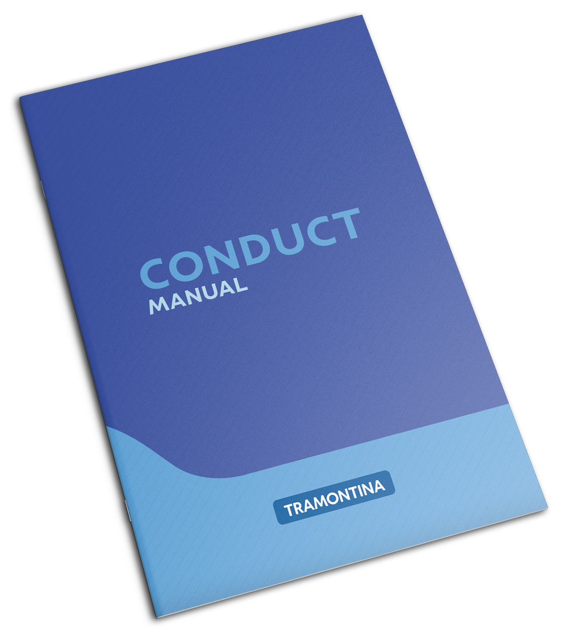Manual in shades of blue with the words “Conduct Manual”. 